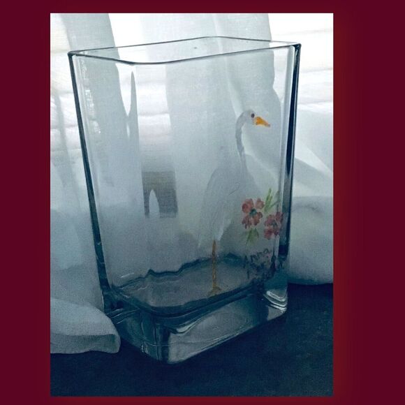 Vase Handpainted Tropical Bird Glass Decor by Coastal Eclectics - Picture 3 of 3